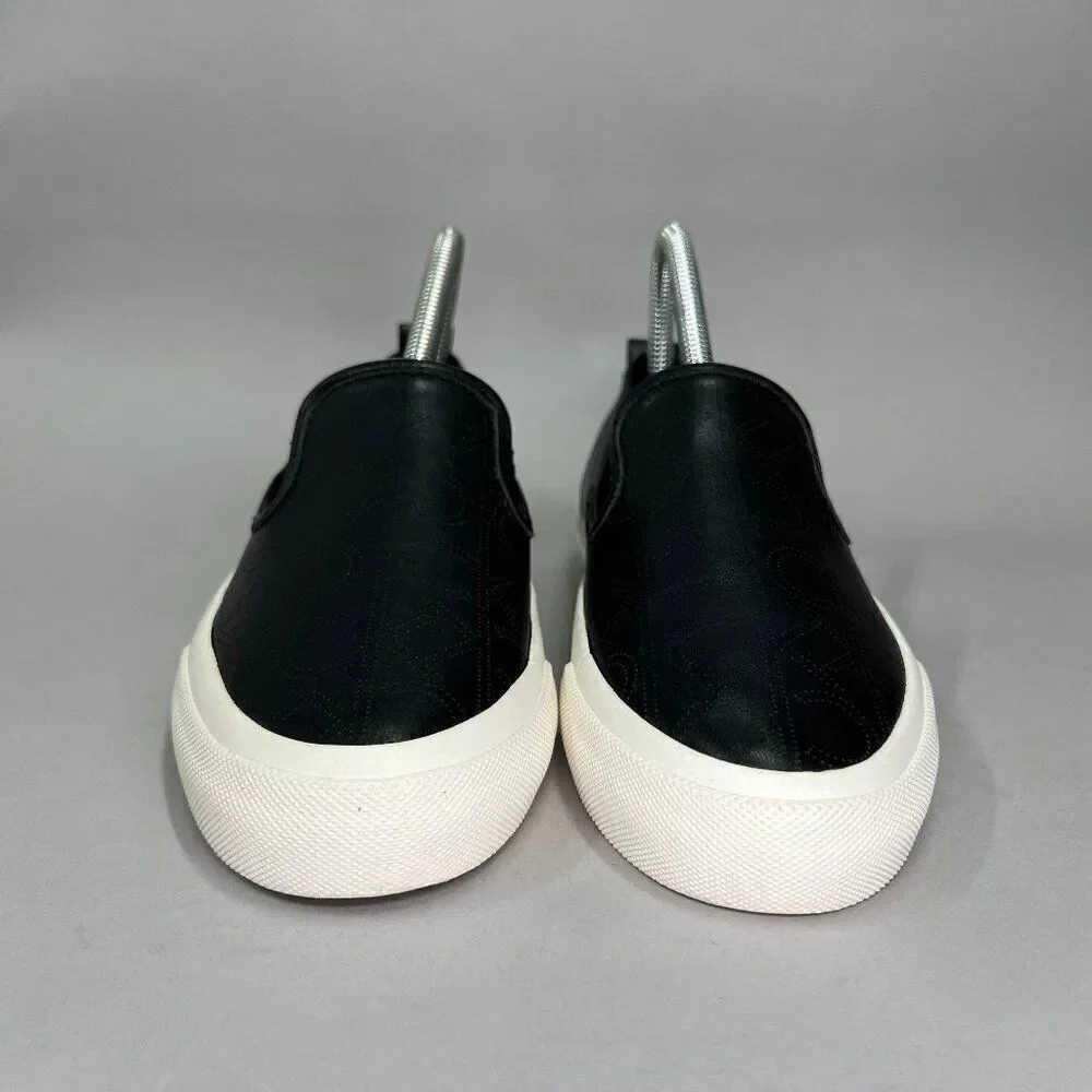 Calvin Klein Women's Size 6 Valette Black CK All Over‎ Print Slip On Sneakers